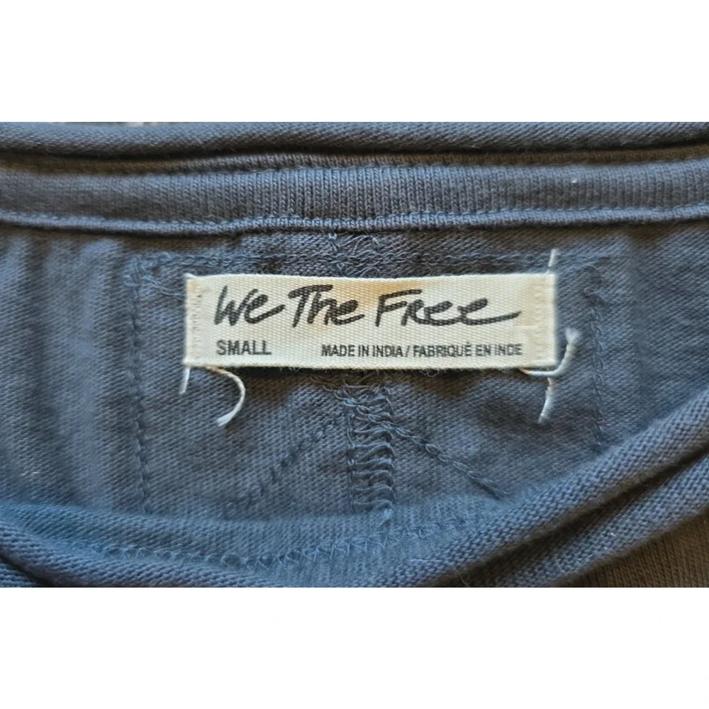 Free People We The Free Blossom Tee Gray Puff Sleeve Boxy Oversized Top S Boho